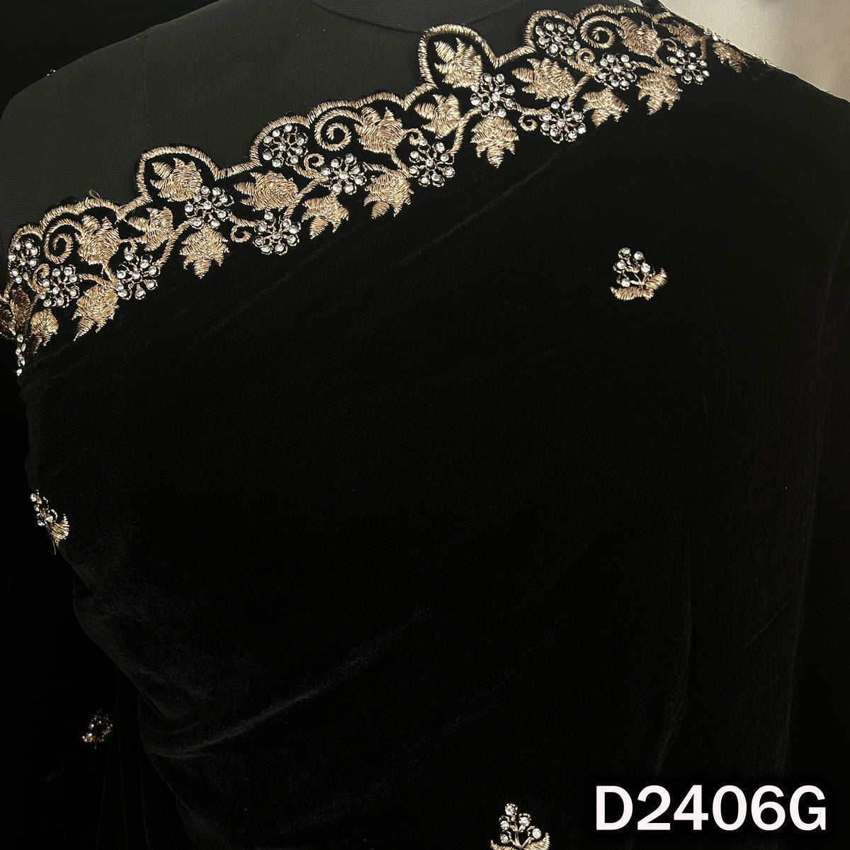 Zari Buti With Stone Work Velvet Dupatta - D2406