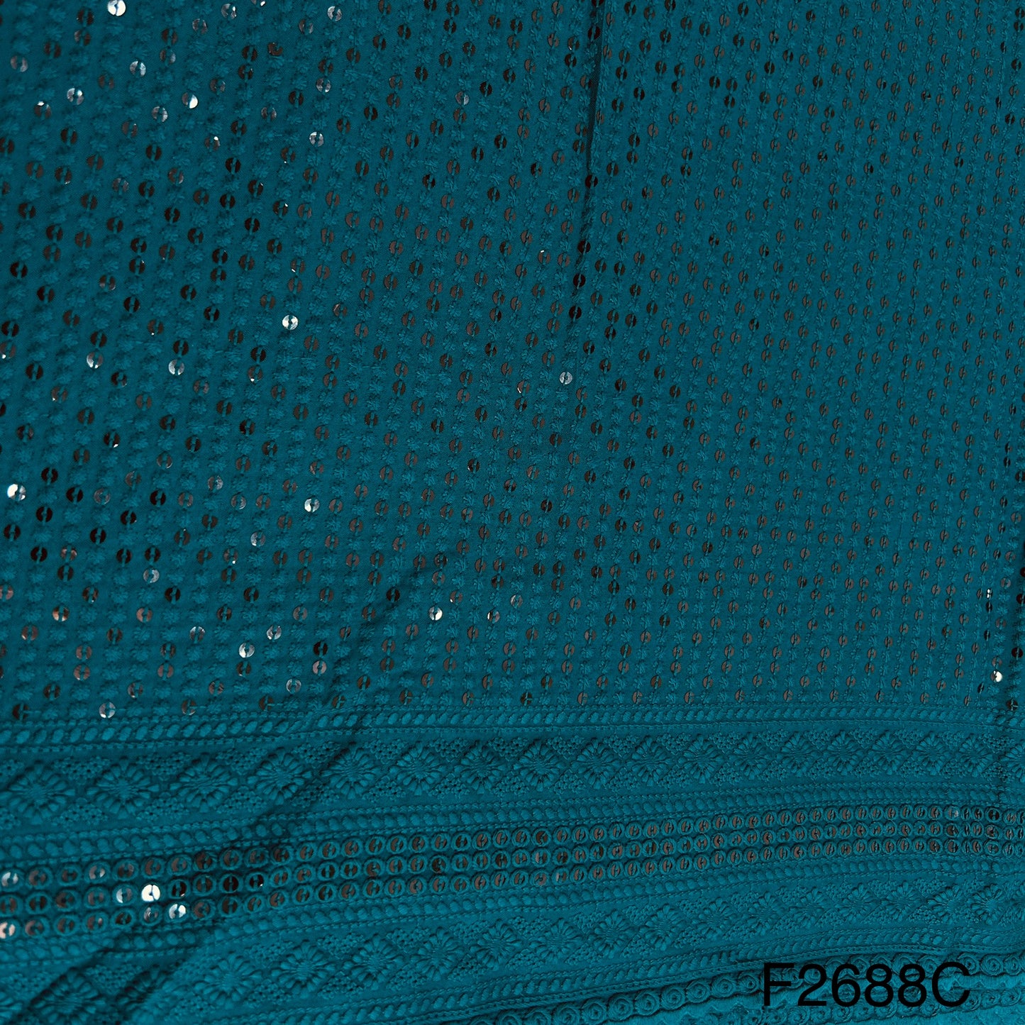 Chikankari Sequins Rayon Fabric-F2688