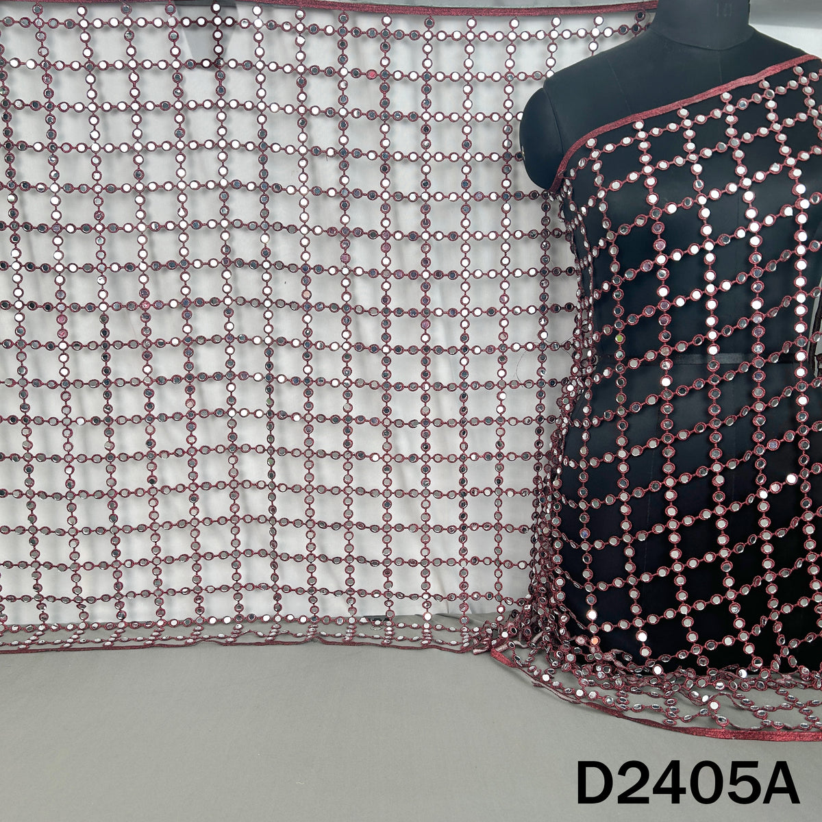 Cut Work Lace Mirror Work Dupatta - D2405