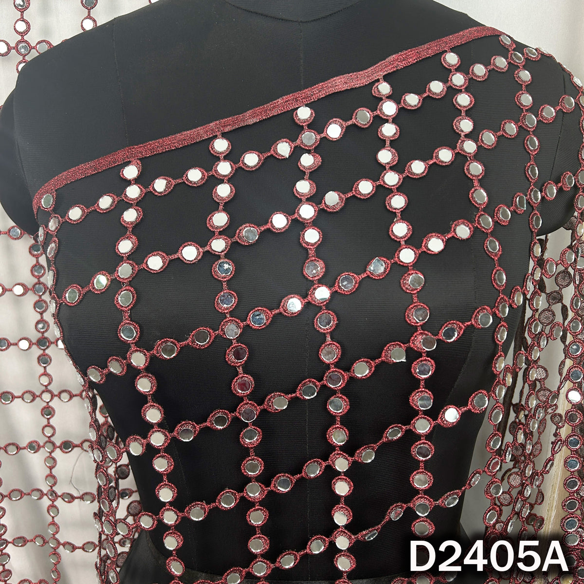 Cut Work Lace Mirror Work Dupatta - D2405