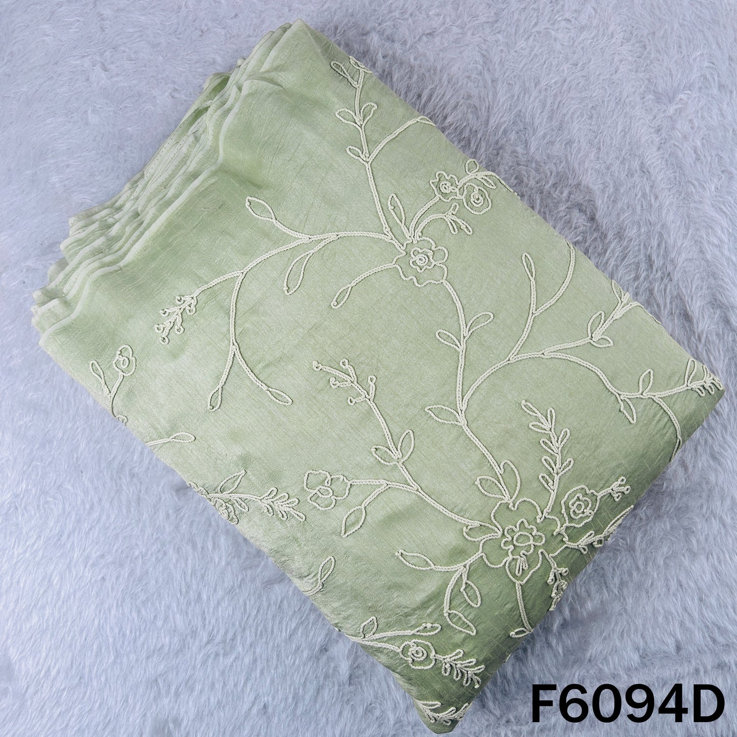 Doria Embroidered Croma Silk Fabric - F6094