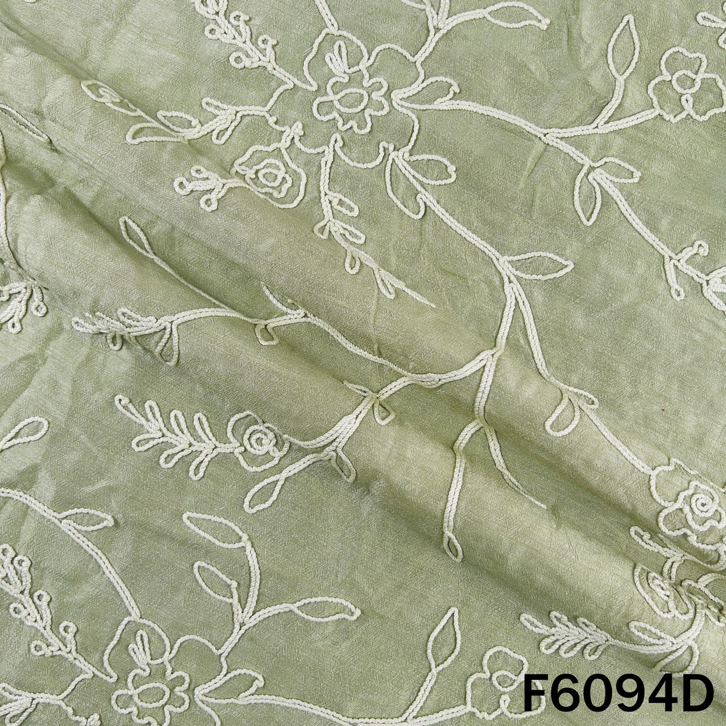 Doria Embroidered Croma Silk Fabric - F6094