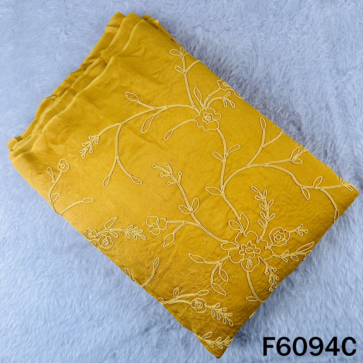 Doria Embroidered Croma Silk Fabric - F6094