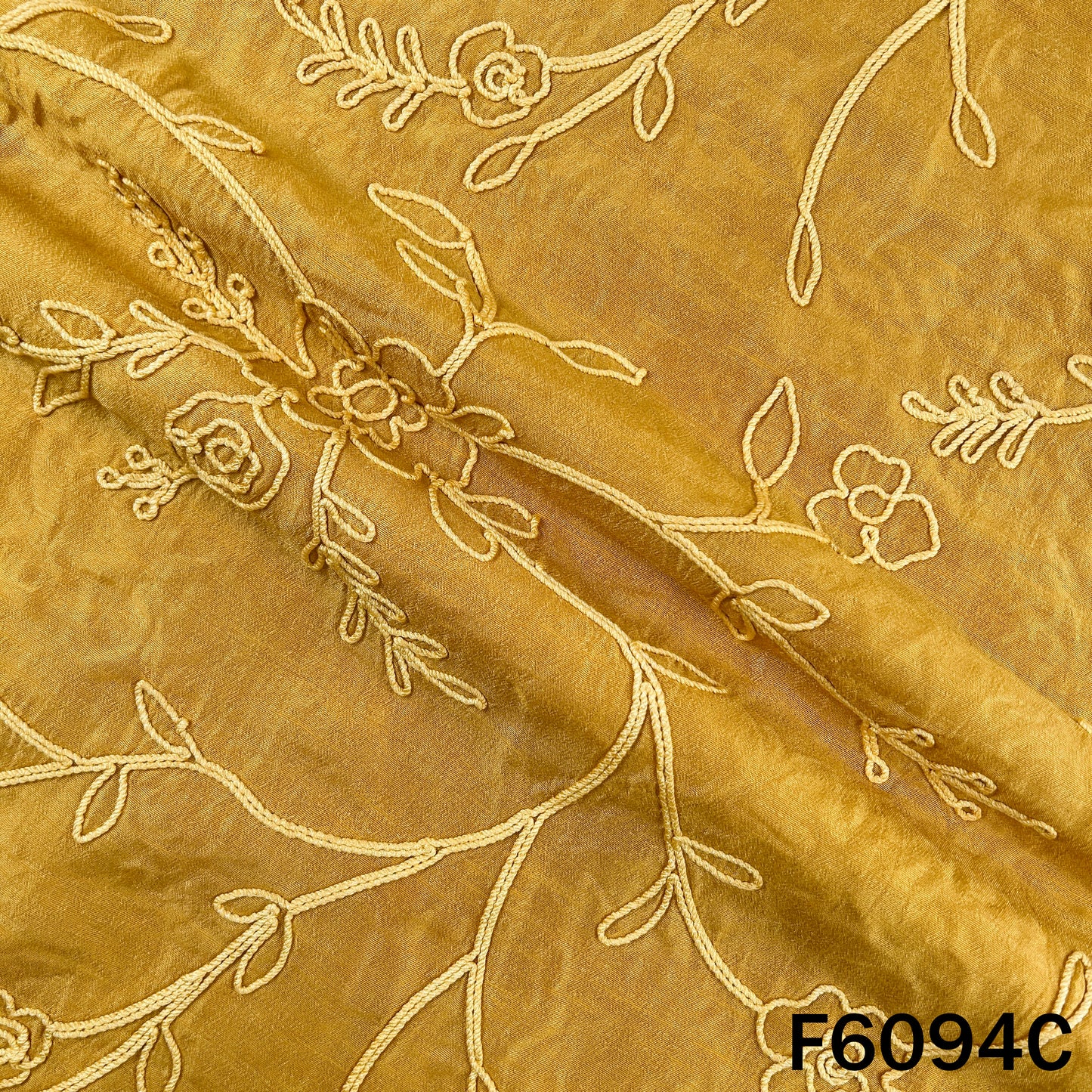 Doria Embroidered Croma Silk Fabric - F6094