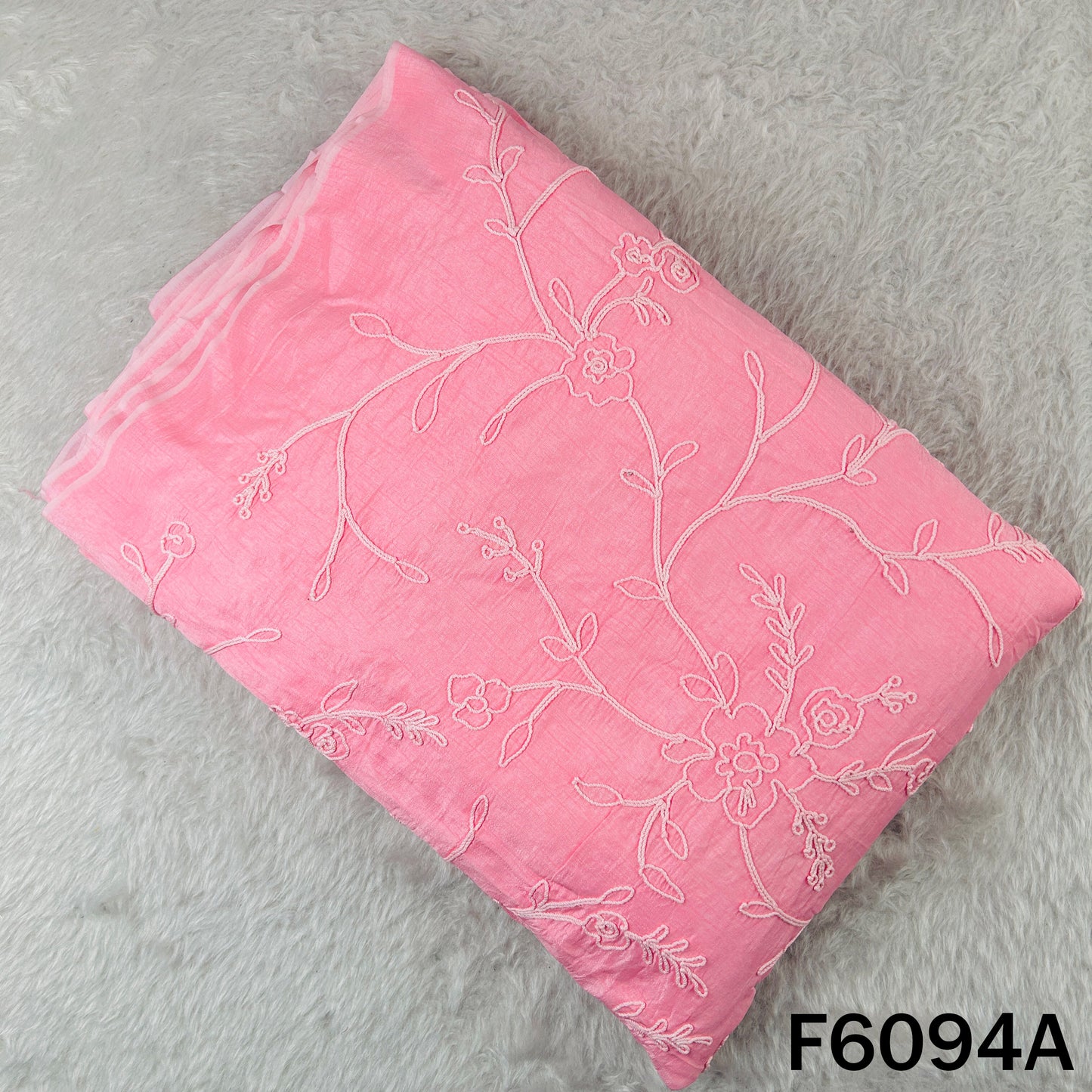 Doria Embroidered Croma Silk Fabric - F6094