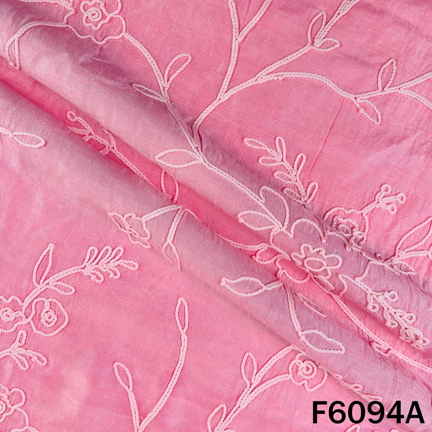 Doria Embroidered Croma Silk Fabric - F6094