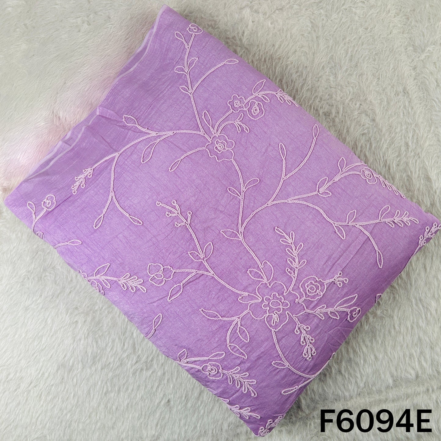 Doria Embroidered Croma Silk Fabric - F6094