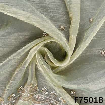 Cut Daba Zari Sequins with Pearl Work Crush Tissue Fabric - F7501