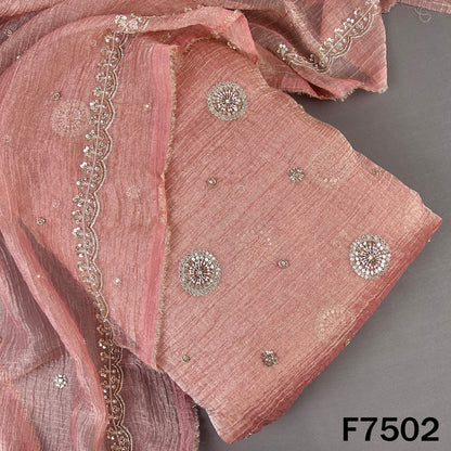 Cut Daba Zari Sequins with Pearl Work Crush Tissue Fabric - F7502