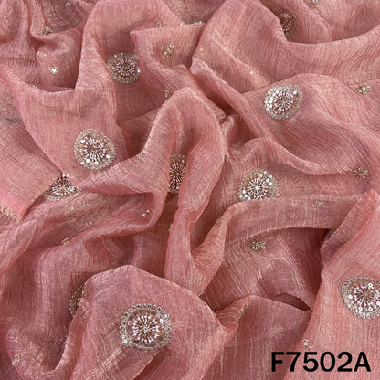 Cut Daba Zari Sequins with Pearl Work Crush Tissue Fabric - F7502