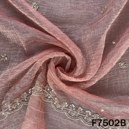 Cut Daba Zari Sequins with Pearl Work Crush Tissue Fabric - F7502