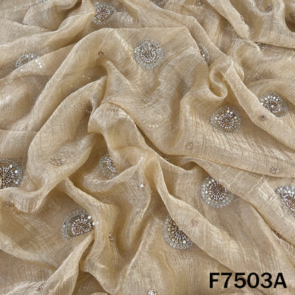 Cut Daba Zari Sequins with Pearl Work Crush Tissue Fabric - F7503