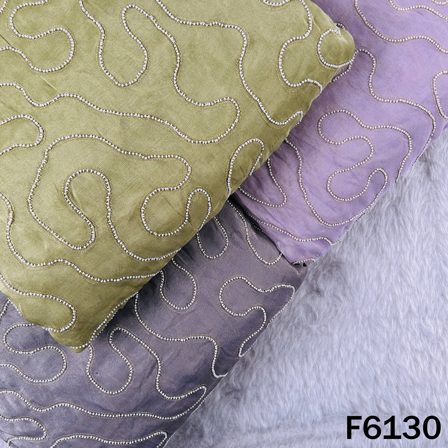 Cut Dana Zari Embroidered Cosmos Fabric - F6130