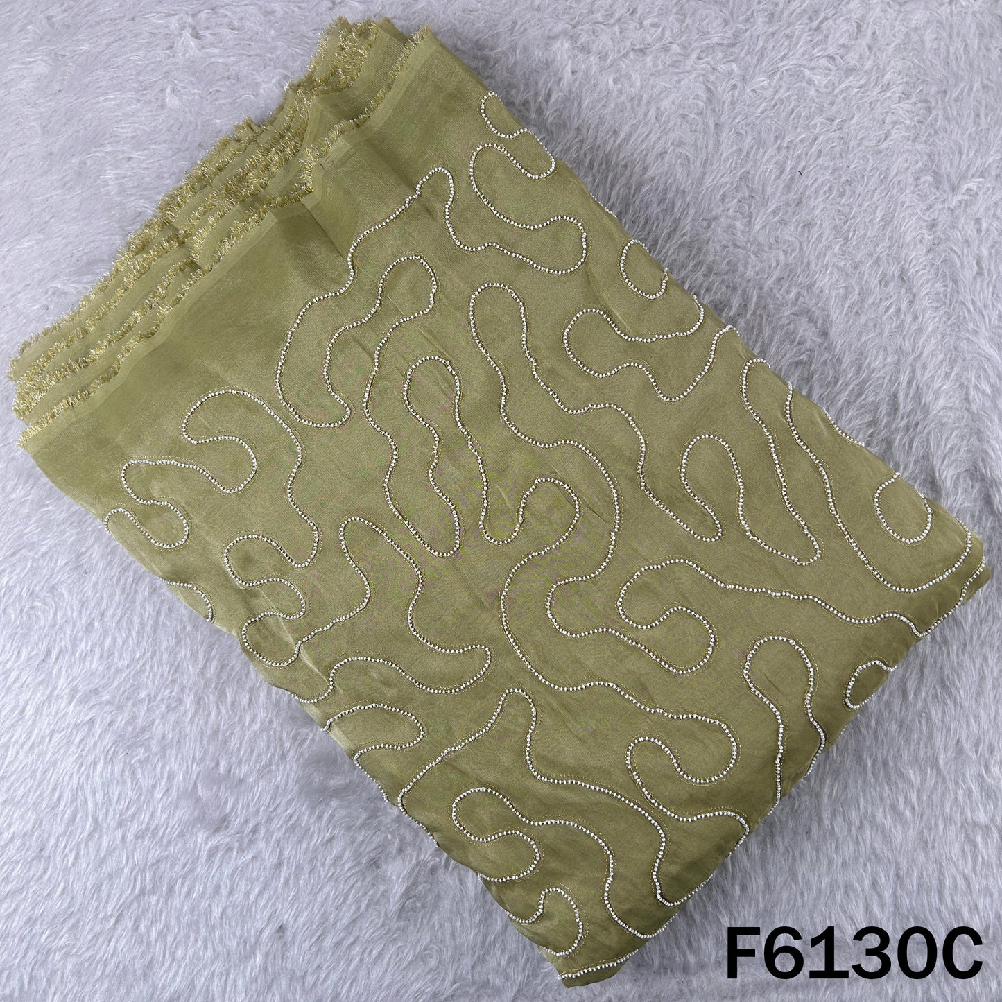 Cut Dana Zari Embroidered Cosmos Fabric - F6130