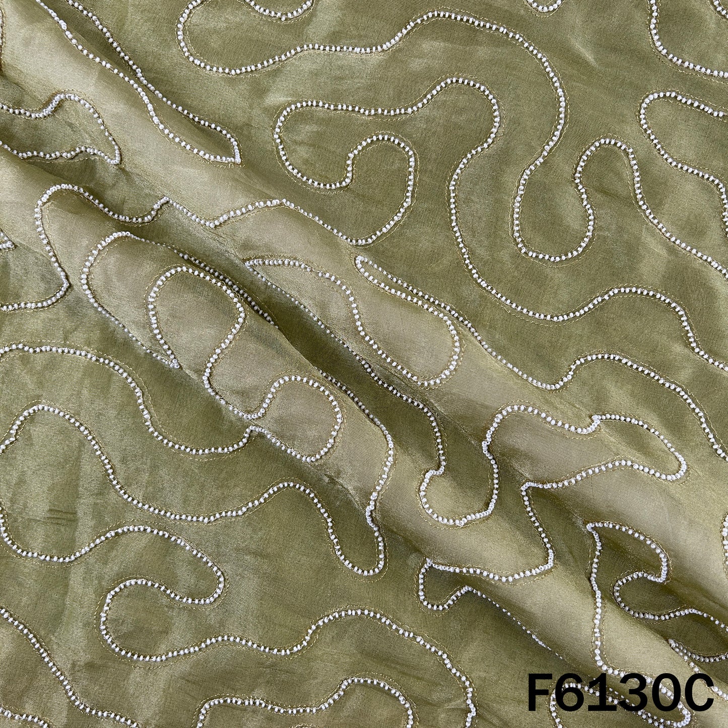 Cut Dana Zari Embroidered Cosmos Fabric - F6130