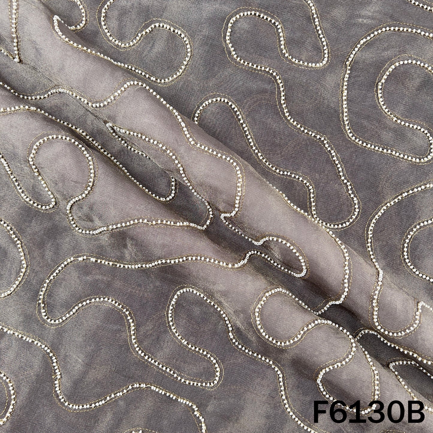Cut Dana Zari Embroidered Cosmos Fabric - F6130
