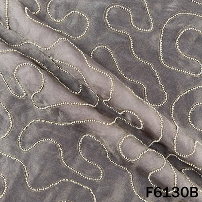 Cut Dana Zari Embroidered Cosmos Fabric - F6130