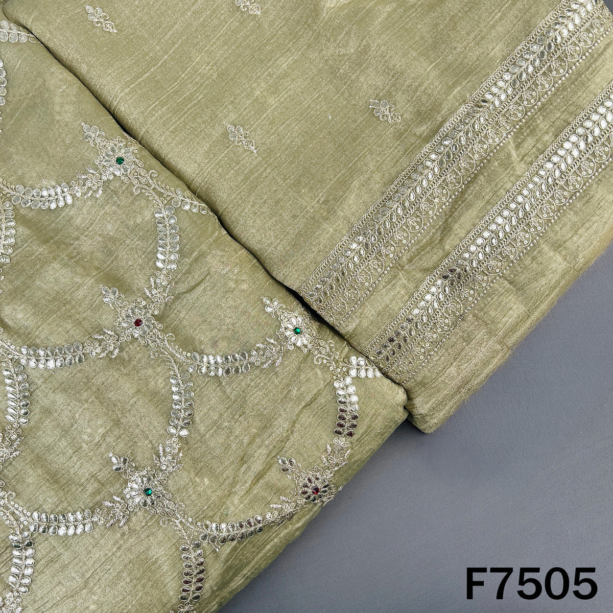 Zari Sequins with Stone Work Crush Tissue Fabric - F7505