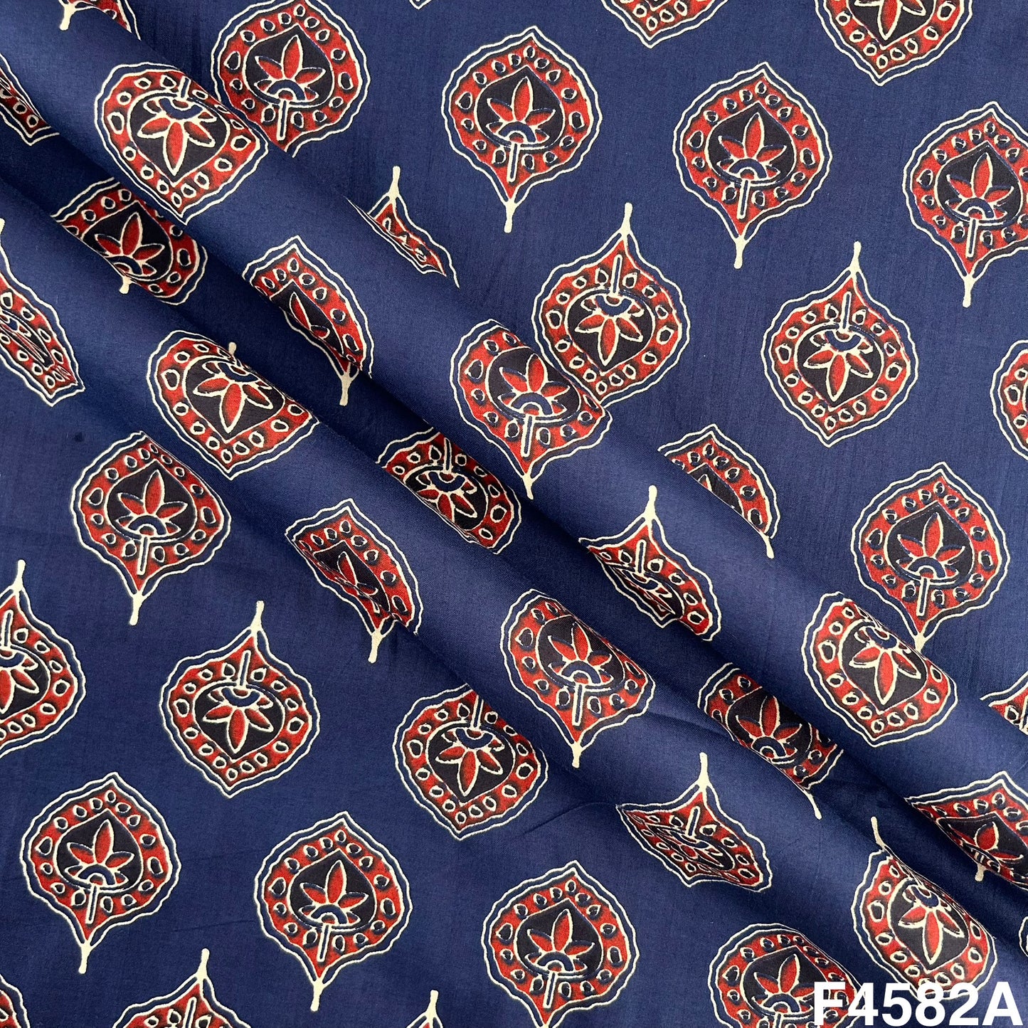 Ajrak Print Cambric Cotton Fabric- F4582