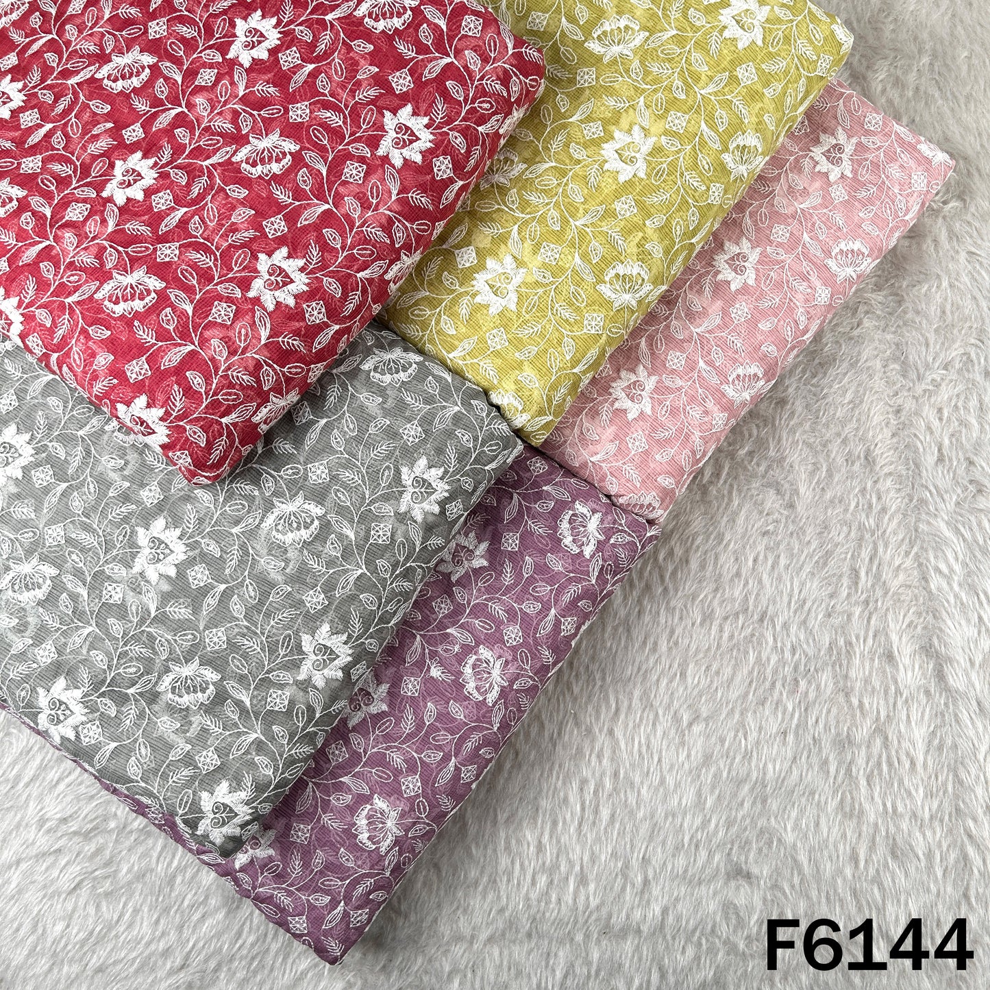 Thread Sequins Embroidered Kota Cotton Fabric - F6144
