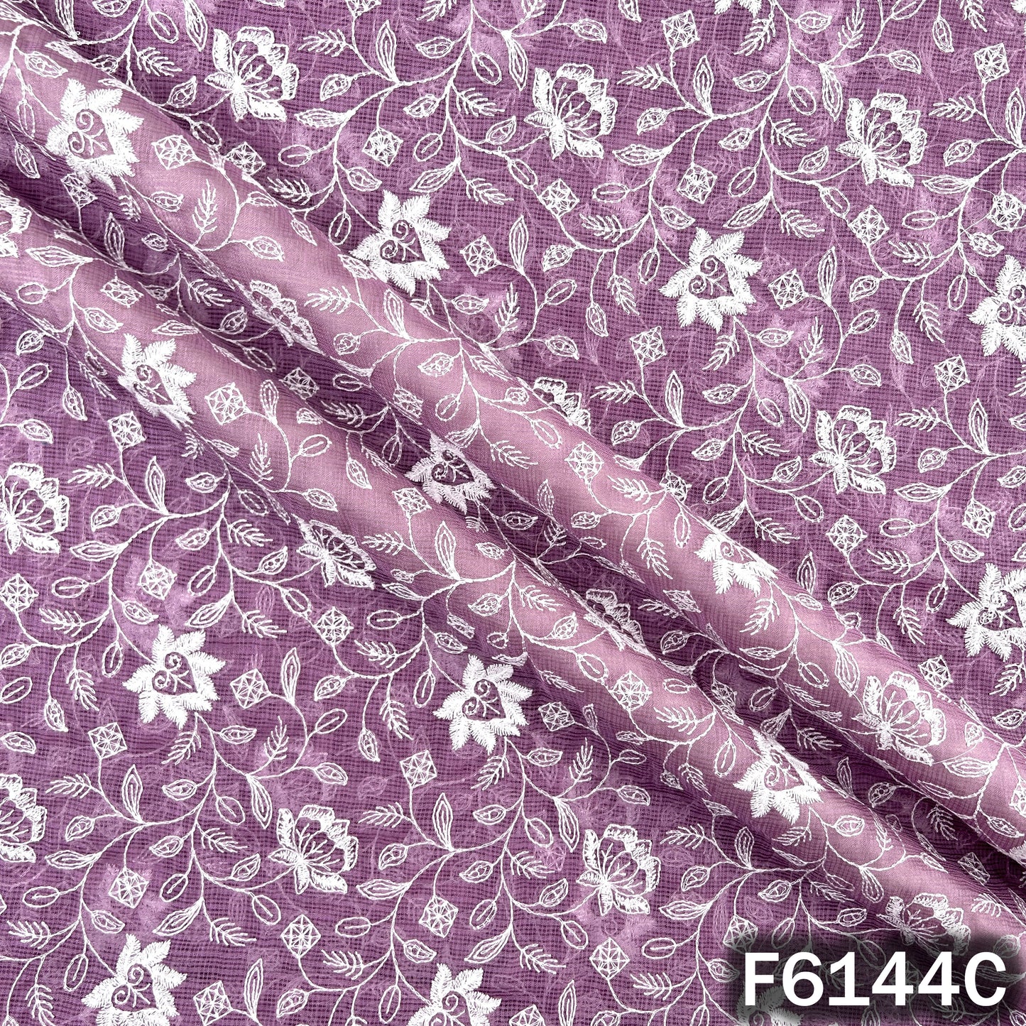 Thread Sequins Embroidered Kota Cotton Fabric - F6144