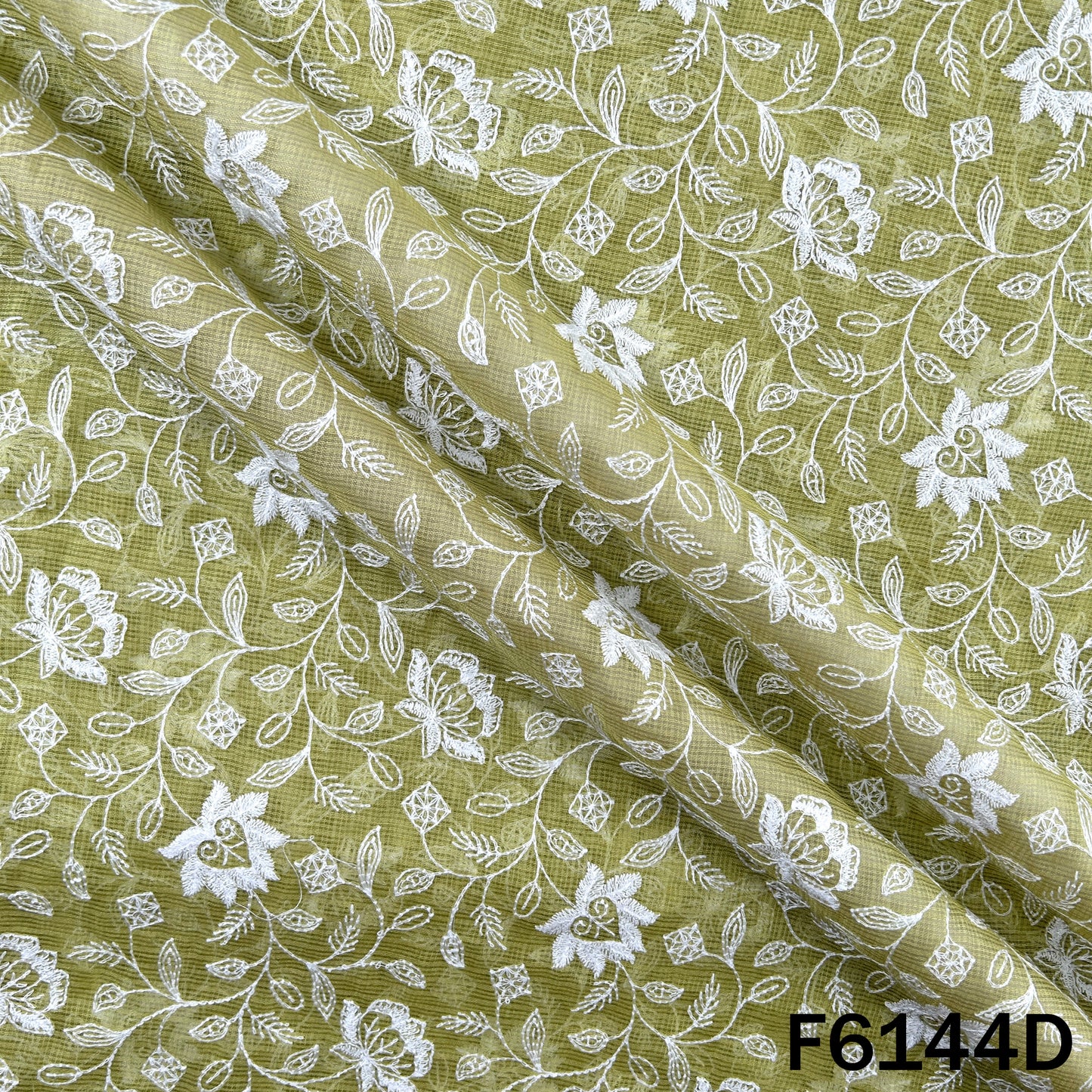 Thread Sequins Embroidered Kota Cotton Fabric - F6144