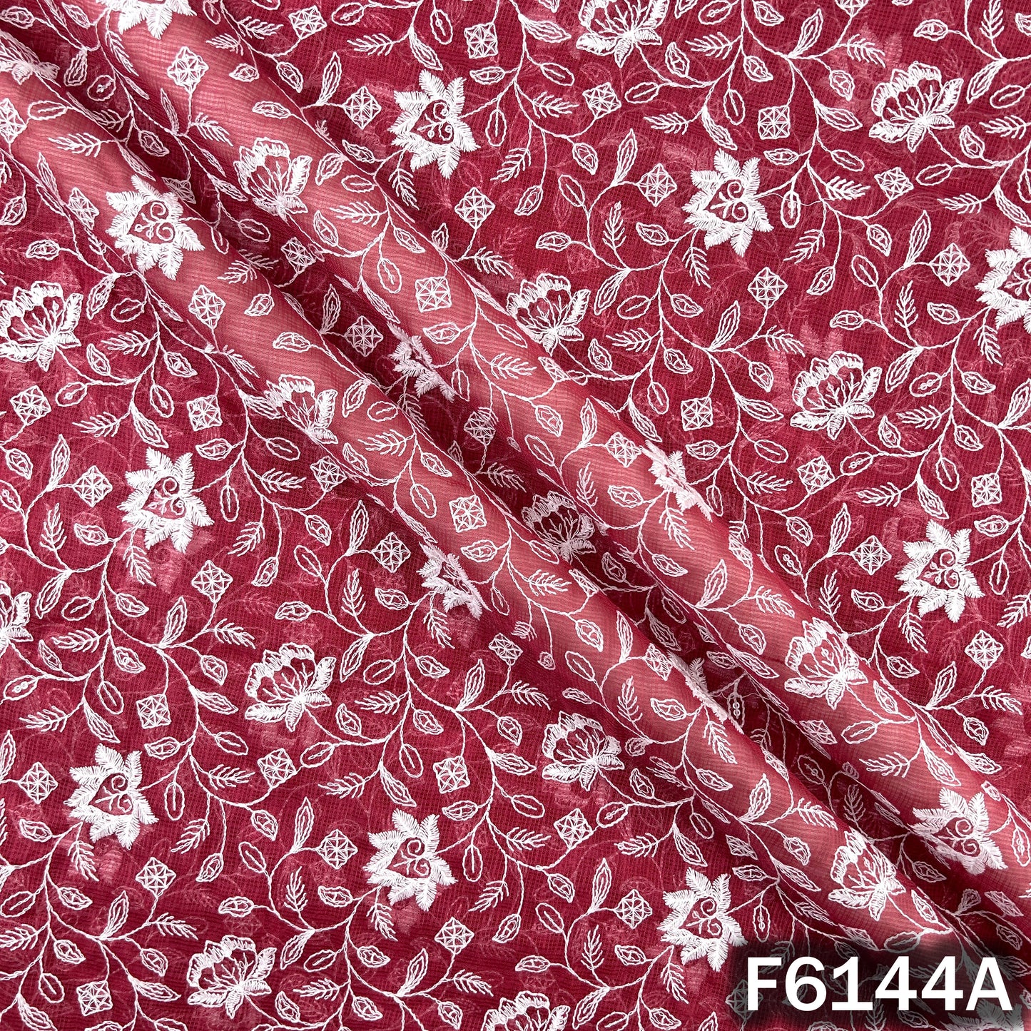 Thread Sequins Embroidered Kota Cotton Fabric - F6144