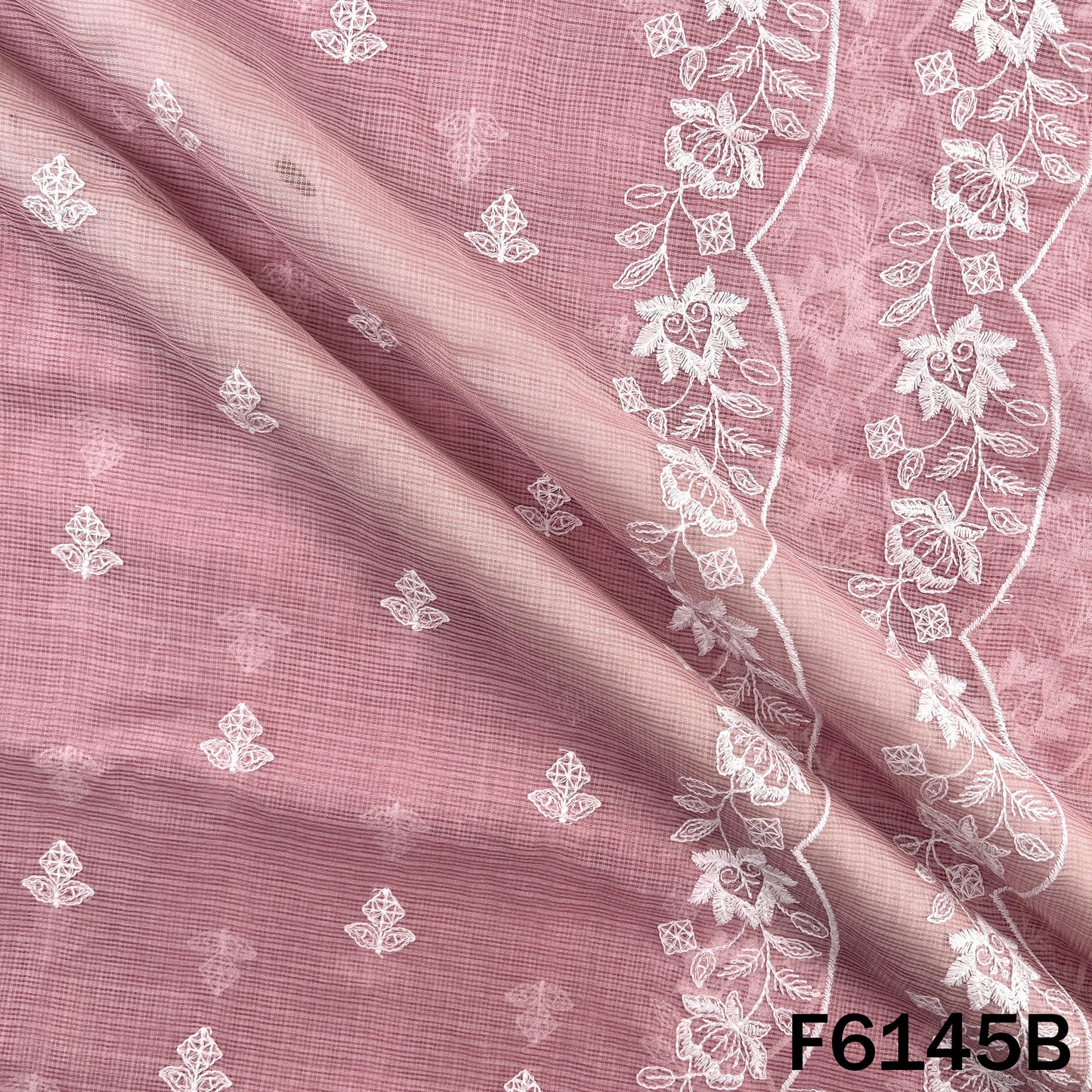 Thread Sequins Embroidered Kota Cotton Dupatta Fabric - F6145