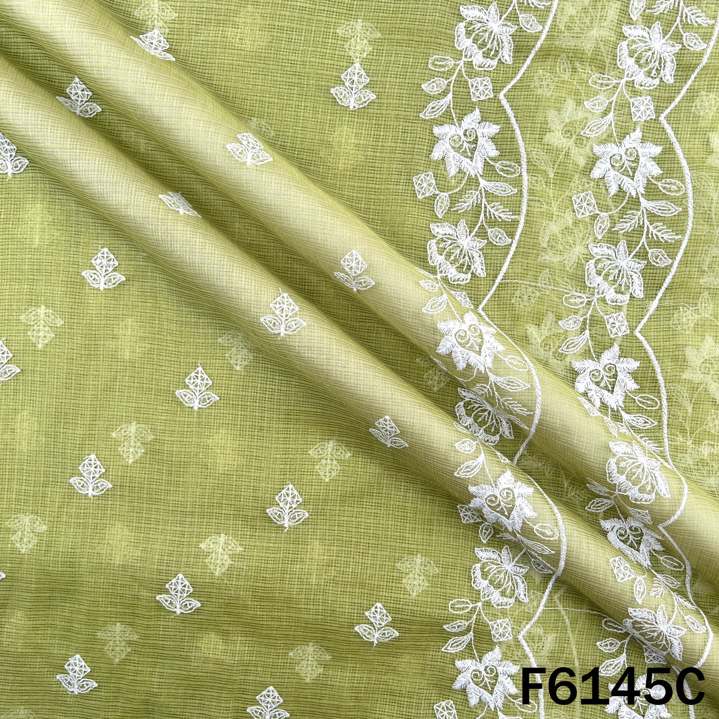 Thread Sequins Embroidered Kota Cotton Dupatta Fabric - F6145