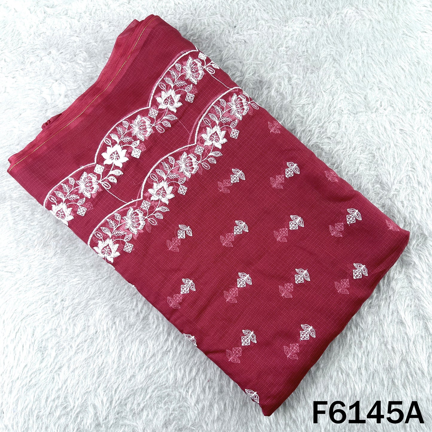 Thread Sequins Embroidered Kota Cotton Dupatta Fabric - F6145