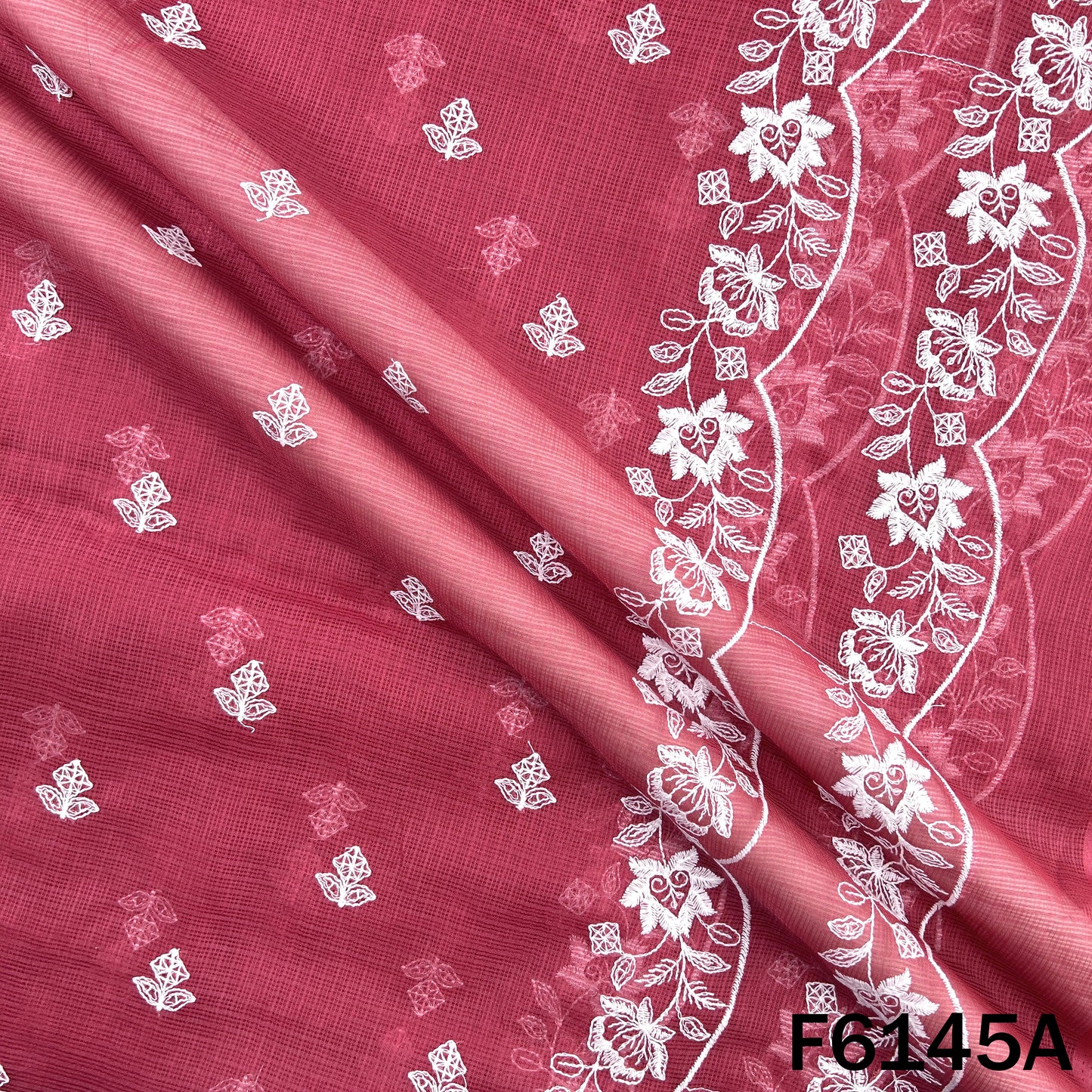 Thread Sequins Embroidered Kota Cotton Dupatta Fabric - F6145