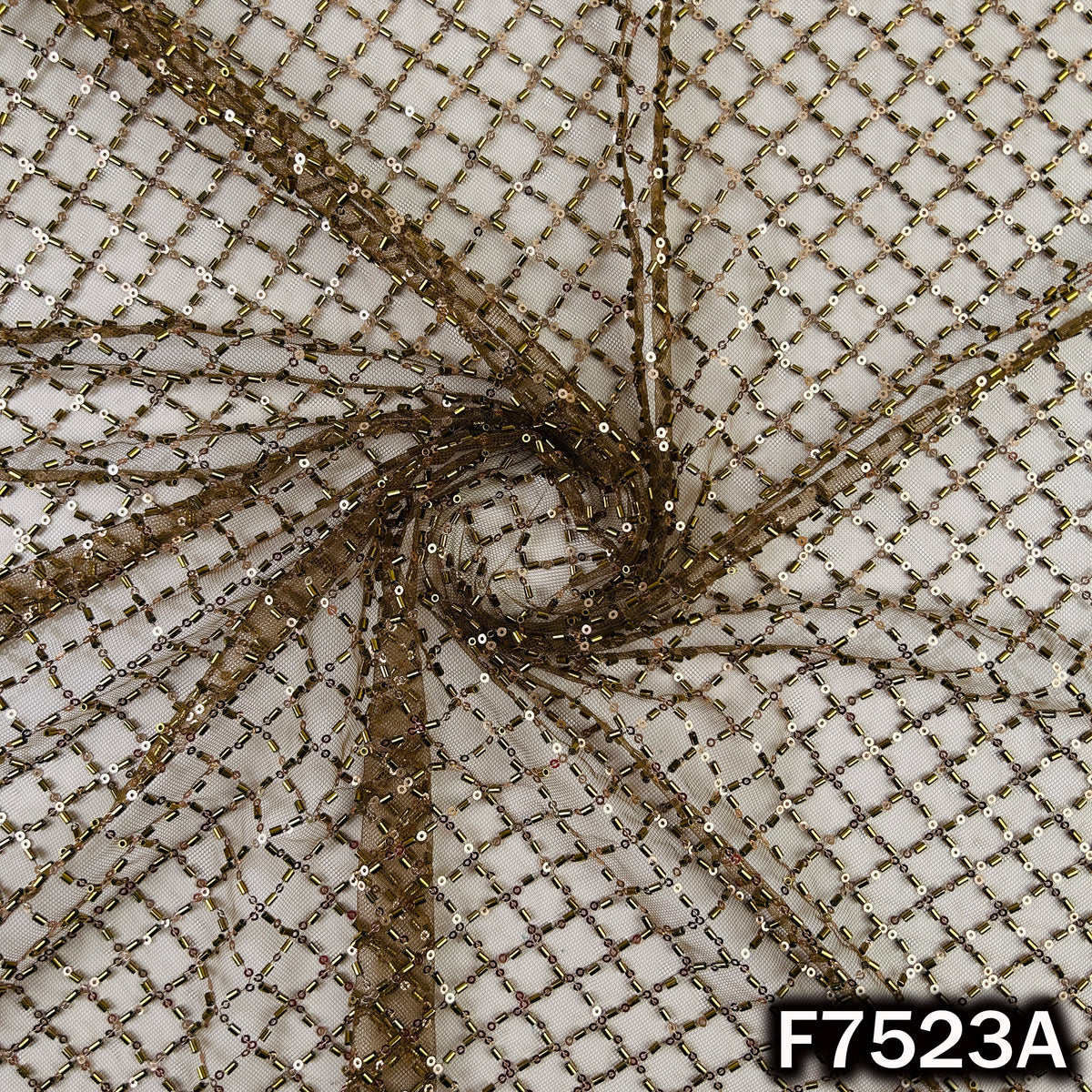 Cut Dana Sequins Embroidered Net Fabric - F7523