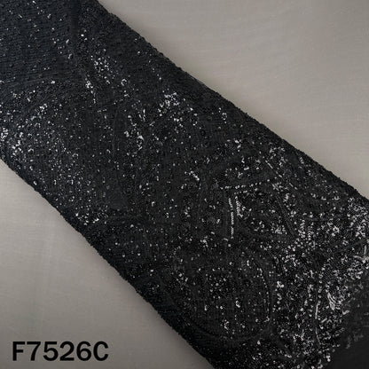 Cut Dana Thread Sequins Embroidered Net Fabric - F7526