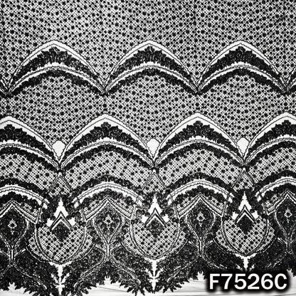 Cut Dana Thread Sequins Embroidered Net Fabric - F7526