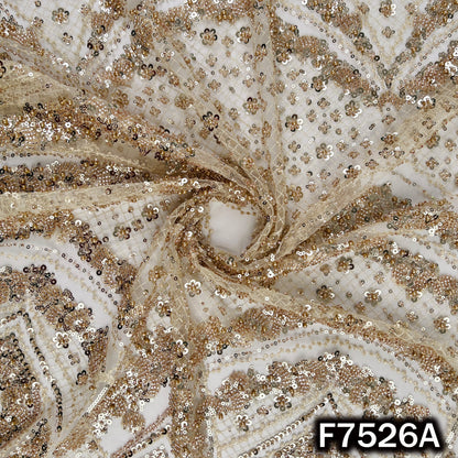 Cut Dana Thread Sequins Embroidered Net Fabric - F7526