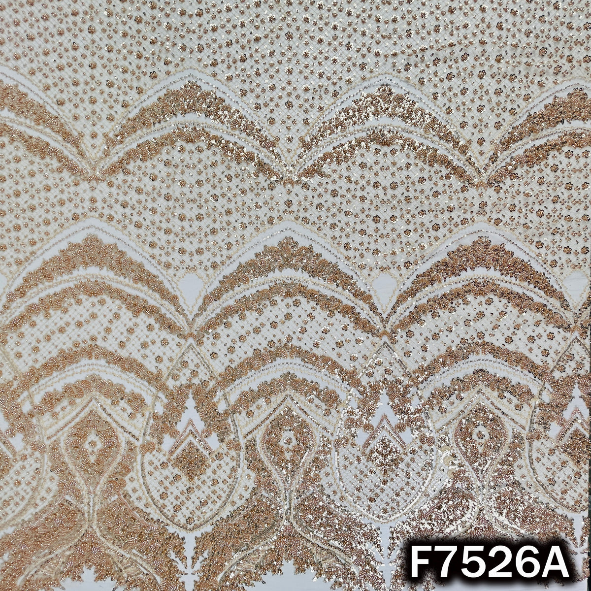 Cut Dana Thread Sequins Embroidered Net Fabric - F7526