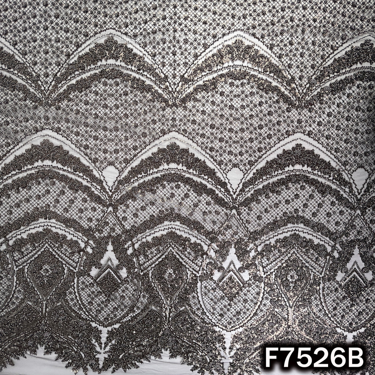 Cut Dana Thread Sequins Embroidered Net Fabric - F7526