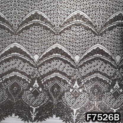 Cut Dana Thread Sequins Embroidered Net Fabric - F7526