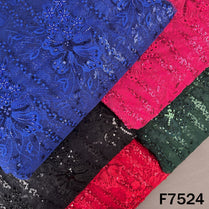 Cut Dana Thread Sequins Embroidered Net Fabric - F7524