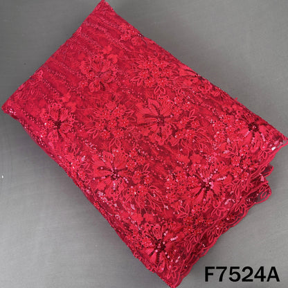 Cut Dana Thread Sequins Embroidered Net Fabric - F7524