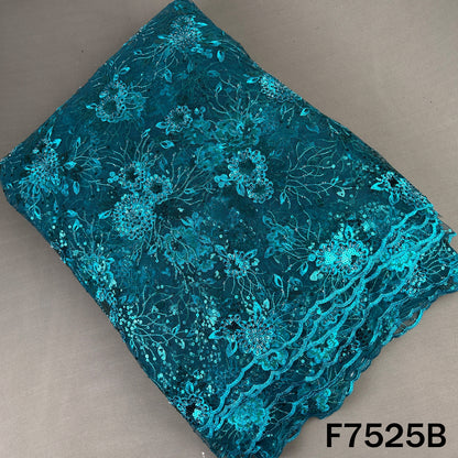 Cut Dana Thread Sequins Embroidered Net Fabric - F7525