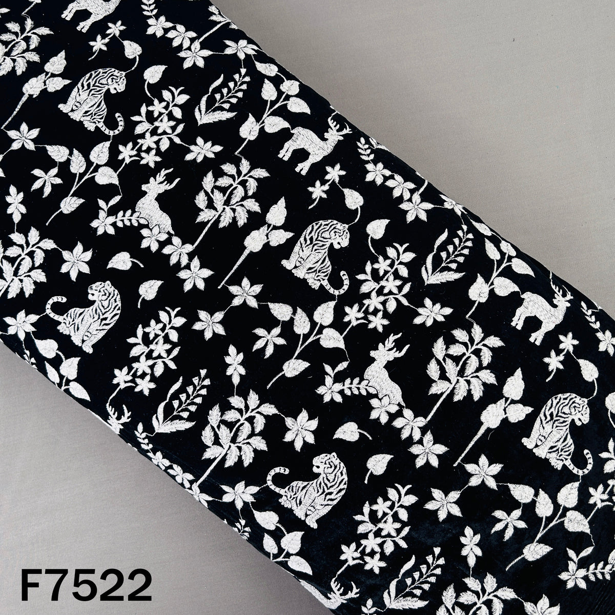 Thread Sequins Embroidered Velvet Fabric - F7522