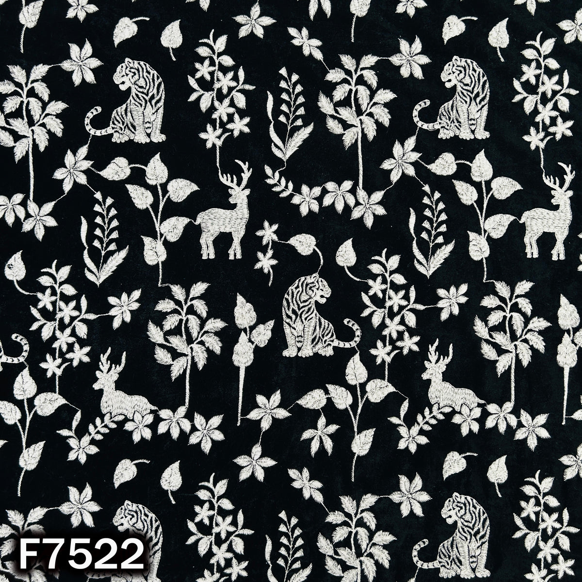 Thread Sequins Embroidered Velvet Fabric - F7522