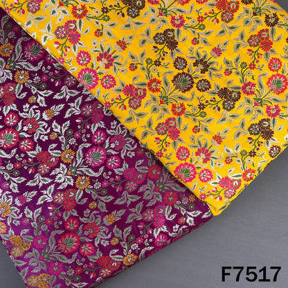 Zari Thread Embroidered Banarasi Silk Fabric - F7517