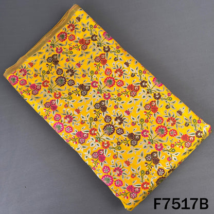 Zari Thread Embroidered Banarasi Silk Fabric - F7517
