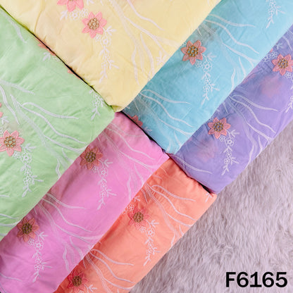 Zari Thread Embroidered Cut Work Cotton Fabric - F6165