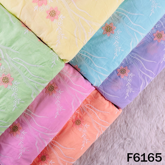 Zari Thread Embroidered Cut Work Cotton Fabric - F6165