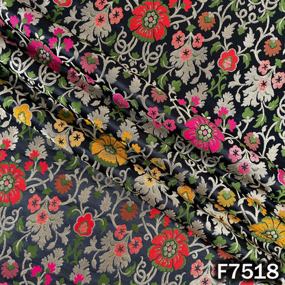 Zari Thread Embroidered Banarasi Silk Fabric - F7518