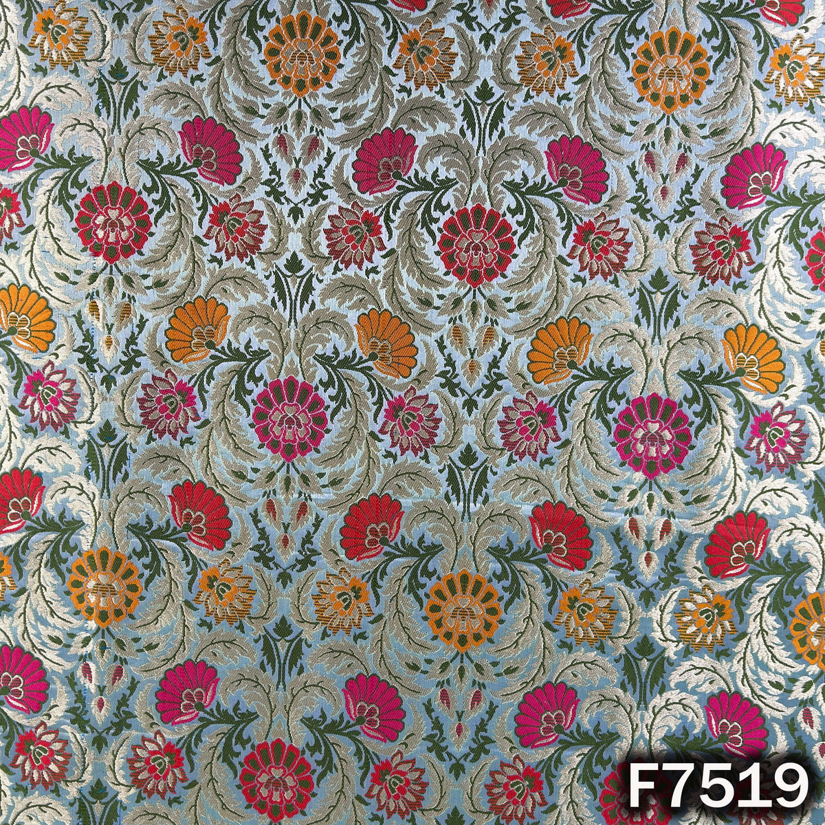 Zari Thread Embroidered Banarasi Silk Fabric - F7519