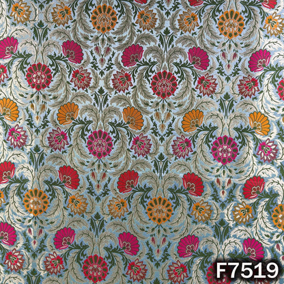 Zari Thread Embroidered Banarasi Silk Fabric - F7519